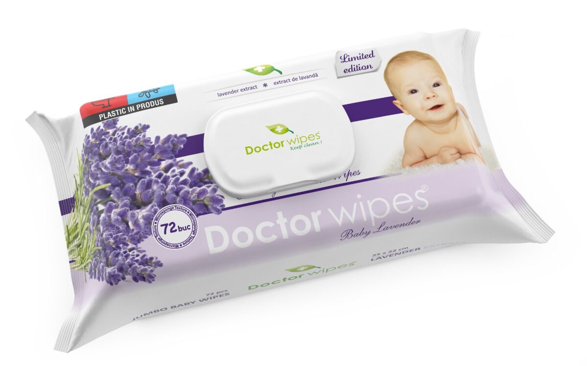 Dr. Wipes Jumbo servețele umede cu extract de Lavandă 72 pcs - imagine 1